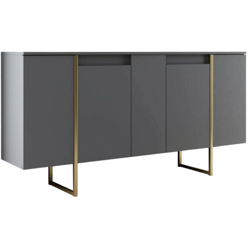 foto del prodotto credenza arta, buffet da soggiorno, madia da salotto, dispensa da cucina, 160x35h80 cm, antracite e oro dmora