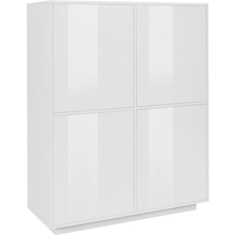 foto del prodotto credenza ara, madia da cucina a 4 ante, buffet da soggiorno, 100 made in italy, cm 100x41h126, bianco lucido dmora