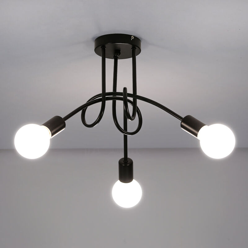 foto del prodotto plafoniera moderna, lampade da soffitto in ferro vintage e27, lampadario a led a 3 luci per soggiorno cucina ristorante, diametro 55 cm goeco