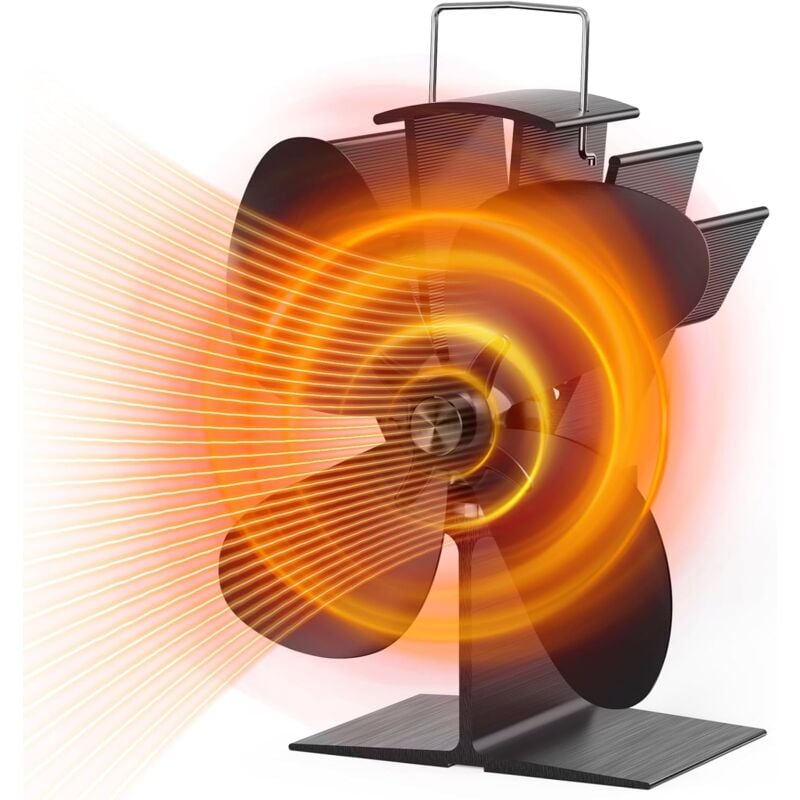 foto del prodotto ventilatore per stufa a legna con 4 pale ventilatore per camino alimentato a calore per stufa a legna camino gas stufa a legna nero 