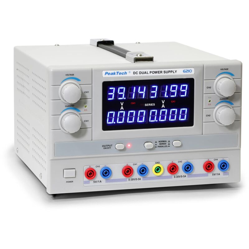 immagine 0 del prodotto peaktech digtial p 6210 alimentatore da laboratorio doppio 0 30 v 0 5 a dc, stabilizzato, regolabile in lineare, 1 pezzo