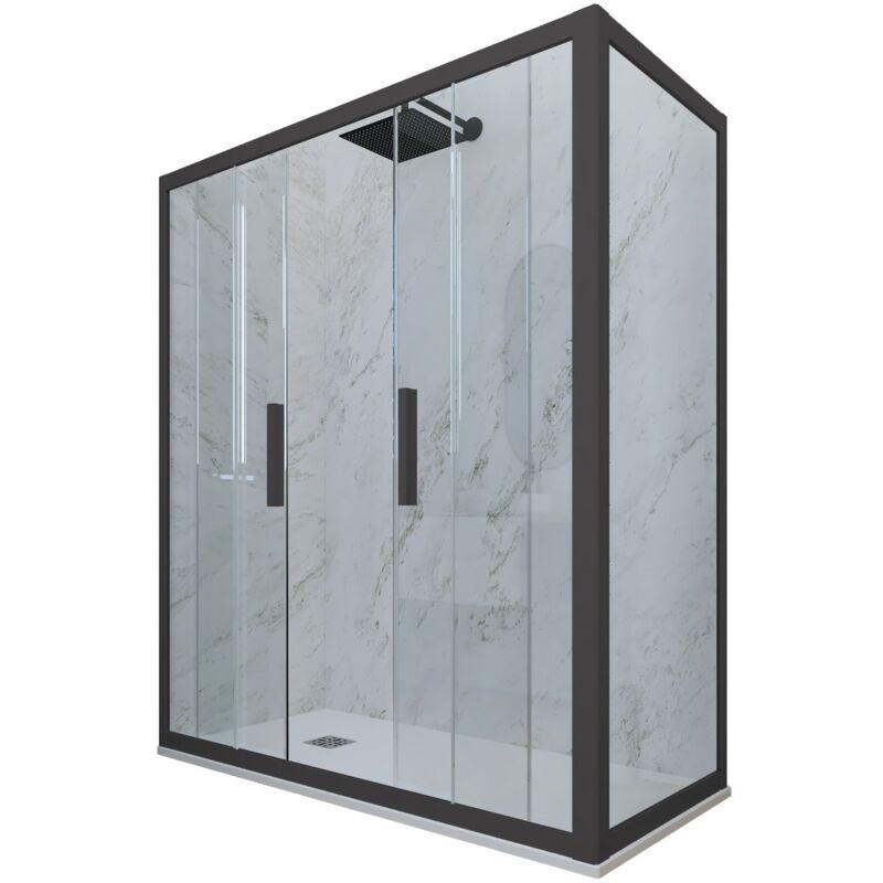 foto del prodotto box doccia 80x160 2 ante scorrevole h 200 antracite glam duo