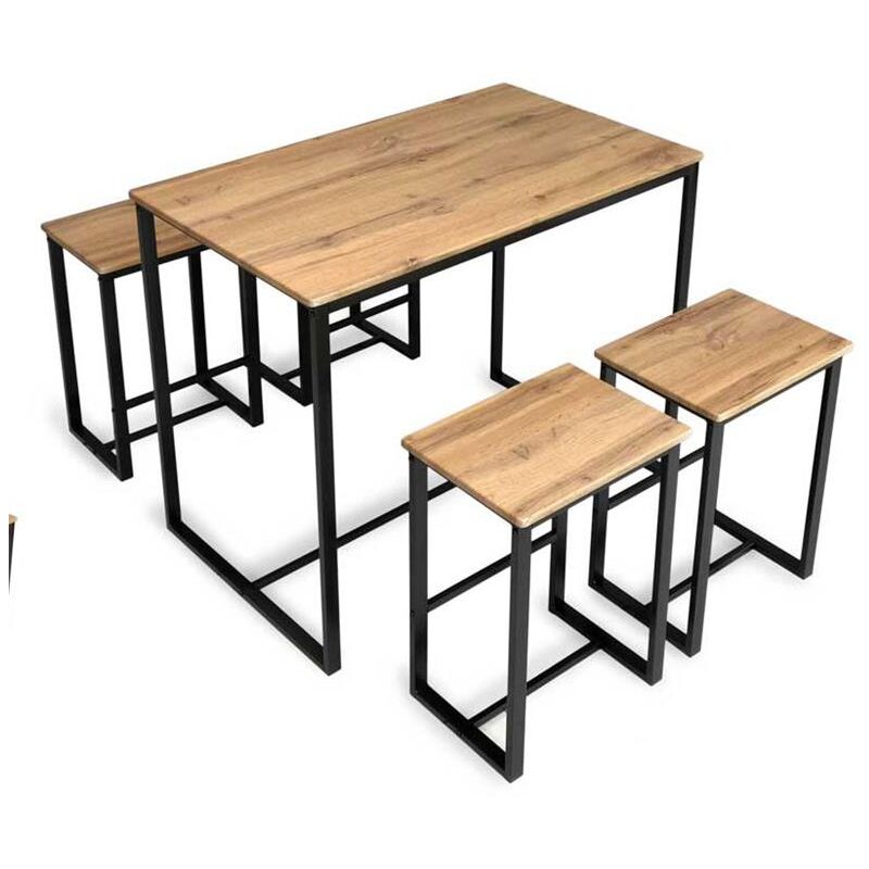 foto del prodotto set tavolo con 4 sgabeli in legno100x60x87 cm naturale