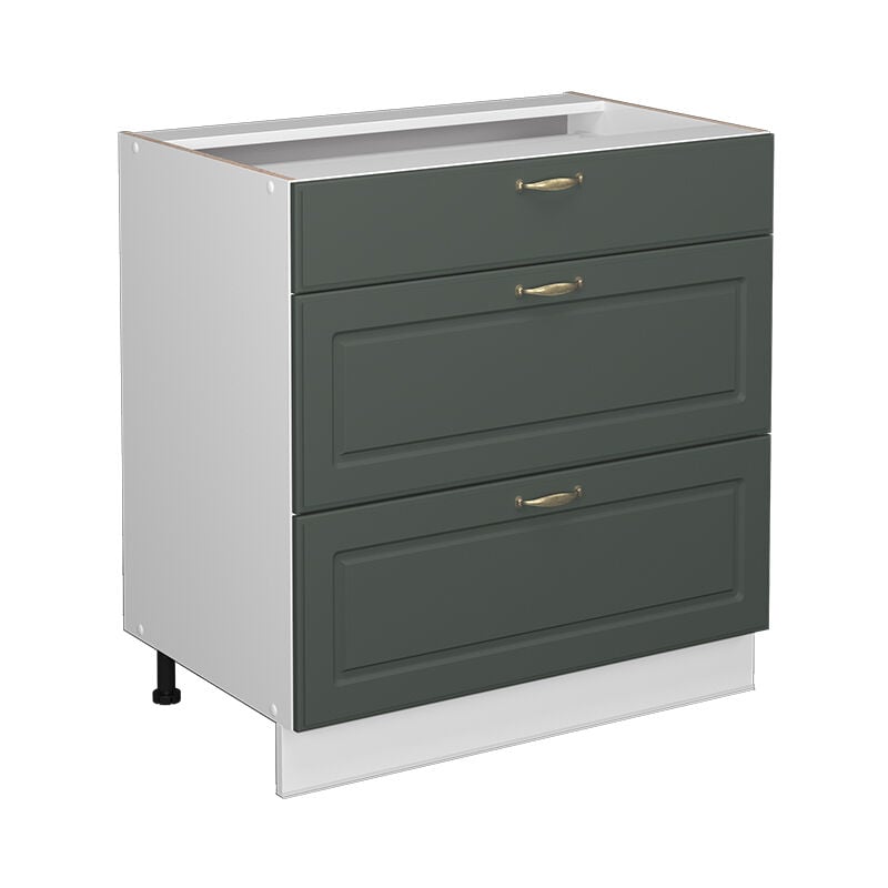 foto del prodotto cassettiera da bagno fame line, verde oro country house, 80 x 81.6 cm con 3 cassetti, senza piano di lavoro vicco