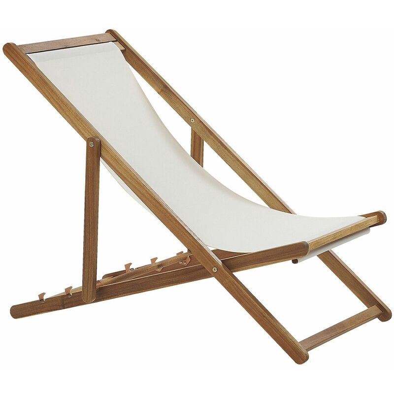 foto del prodotto sdraio da giardino struttura legno e tessuto beige cuscino poggiatesta anzio