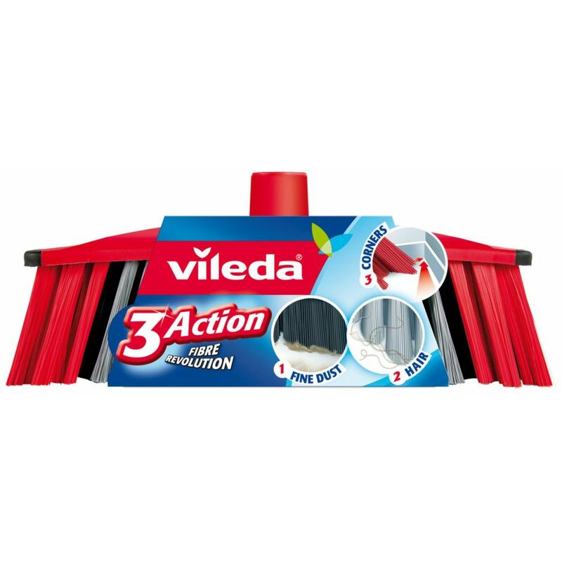 foto del prodotto 3action scopa per interni con 3 setole, rosso grigio, 28x14x4cm vileda