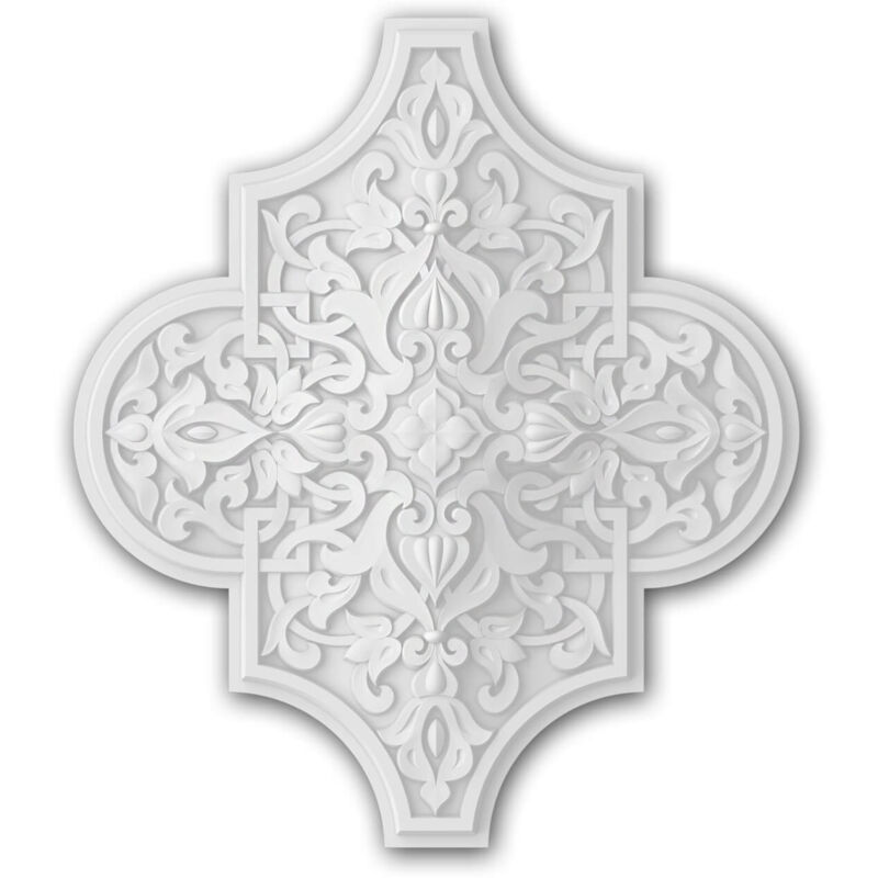 foto del prodotto 3d rivestimento murale profhome 159501 pannellatura stile orientale elemento decorativo medaglione motivi architettonici musulmani rosone soffitto parete stile marocchino bianco 39,9 x 34,9 cm