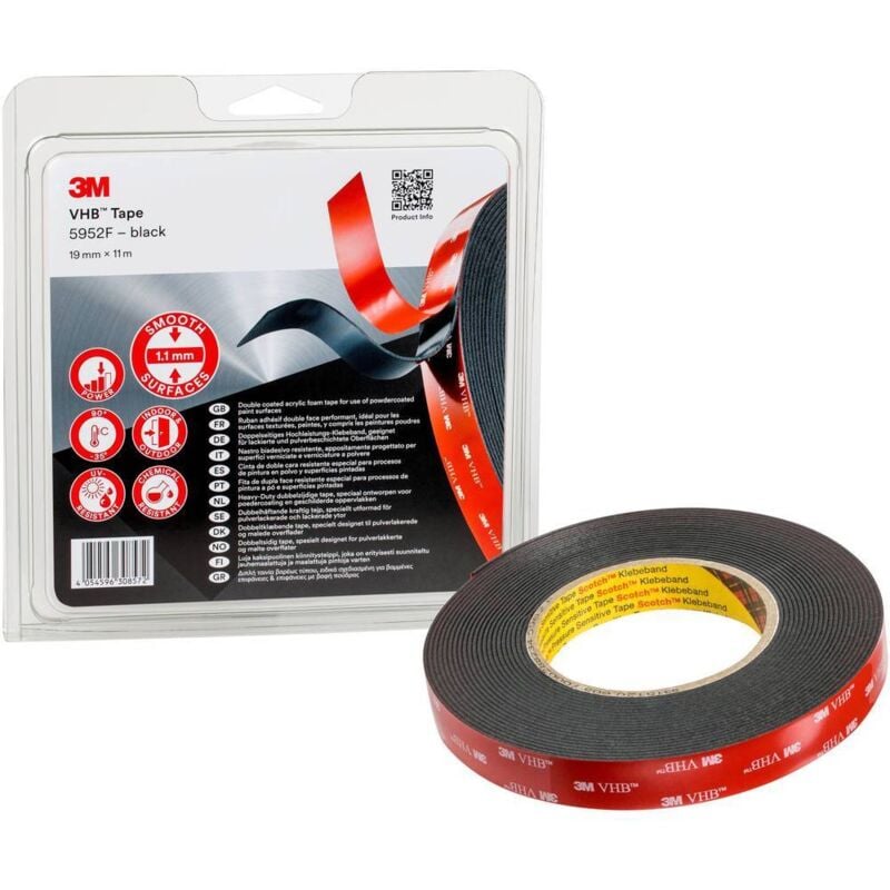 foto del prodotto 3m 5952f ips nastro adesivo nero l x l 11 m x 19 mm 1 pz.