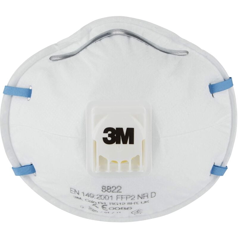foto del prodotto 3m 8822pt respiratore anti polvere, design a conchiglia con valvola, protezione ffp2, bianco