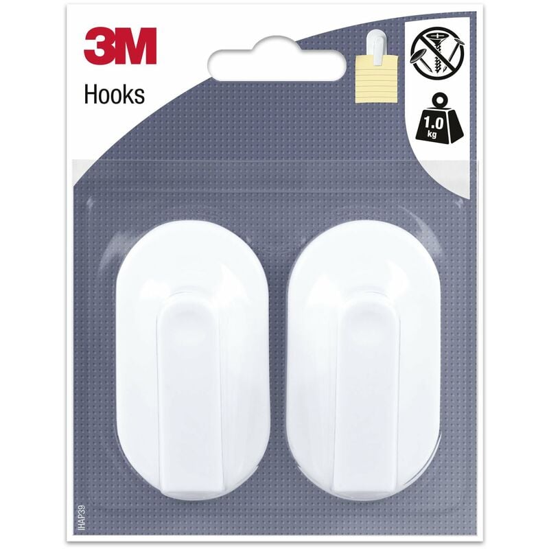 foto del prodotto 3m 96970 gancio adesivo con clip, bianco, 0.1x0.13x0.15999999999999998 cm, set di 2 pezzi