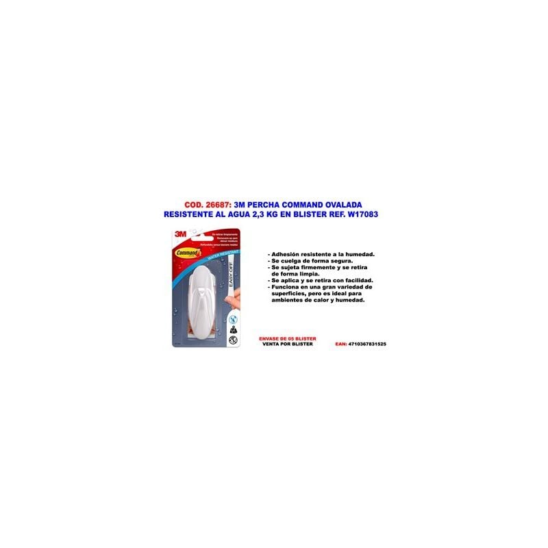 foto del prodotto 3m appendiabiti ovale impermeabile 2,3 kg w17083