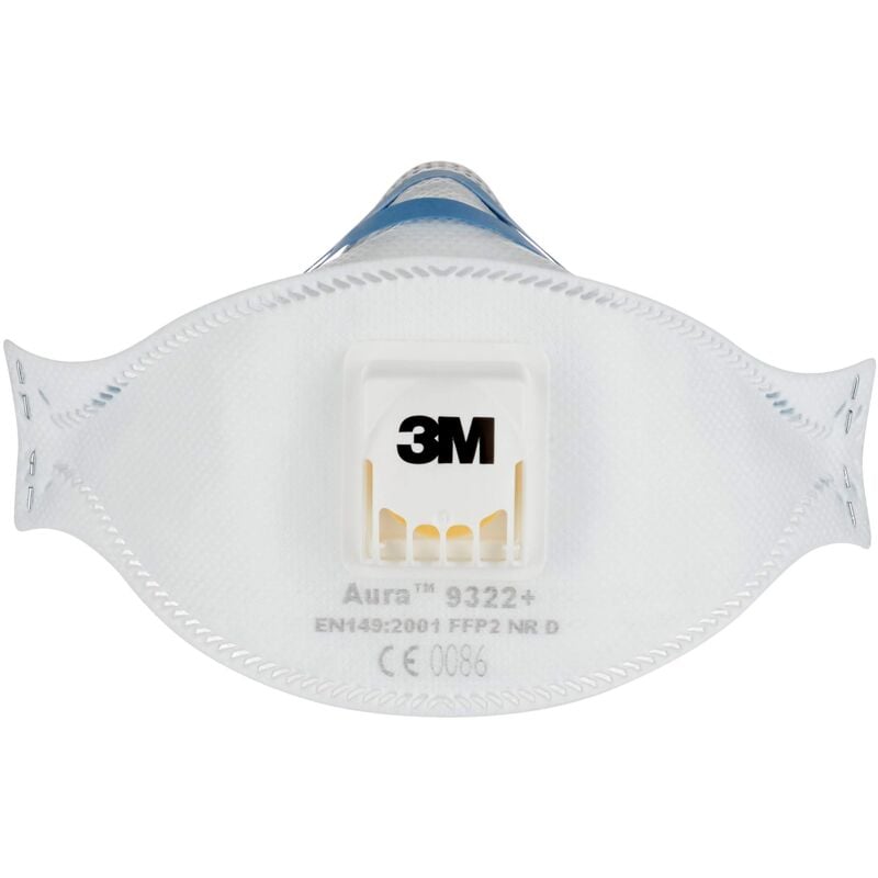 foto del prodotto 3m aura respiratore per carteggiatura a mano e per l uso di utensili elettrici 9322 , ffp2, con valvola, 5 pk