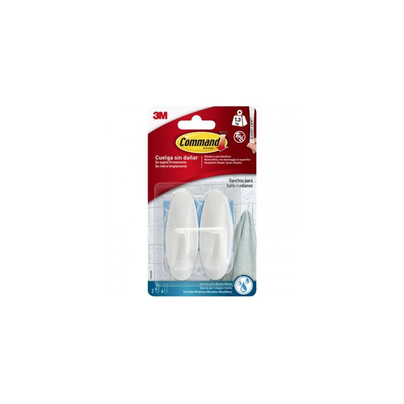 foto del prodotto 3m blister 2 grucce medie da bagno 4 strisce 1,3 kg 17081b command