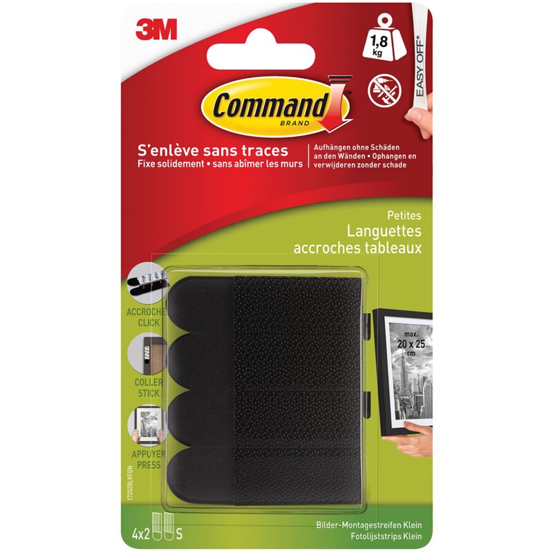 foto del prodotto 3m command 17202blk immagine di fissaggio, confezione da 4, 2 fogli, misura s, nero