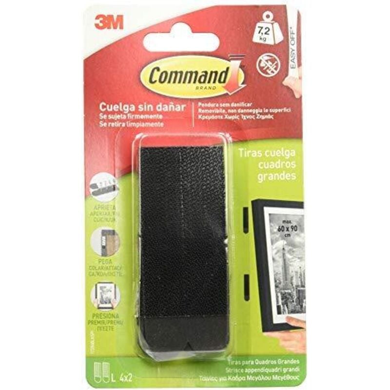 foto del prodotto 3m command 17206blk strisce appendiquadri misura l nere, nero, l