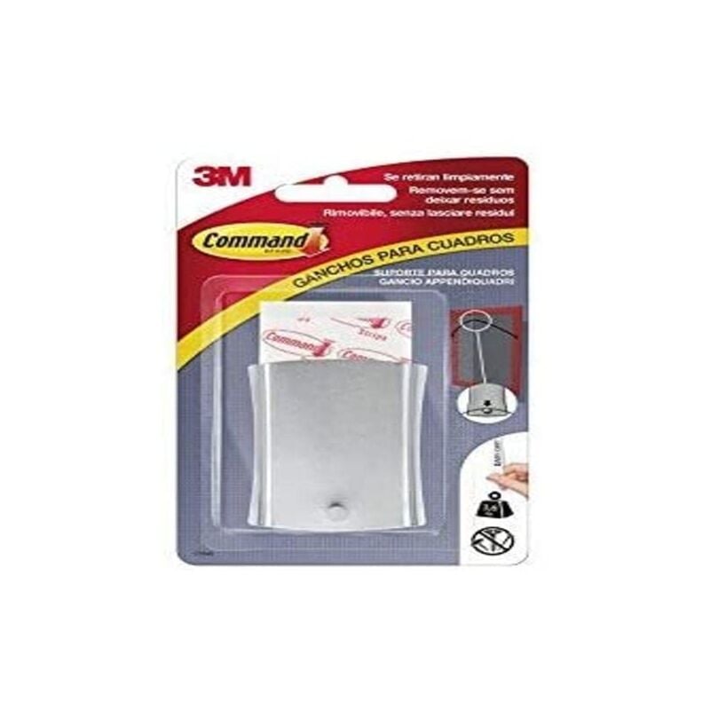 foto del prodotto 3m command gancio dentato appendiquadro, 1 gancio singolo in acciaio con chiodo e 2 strisce adesive, per appendere quadri, cornici, peso massimo