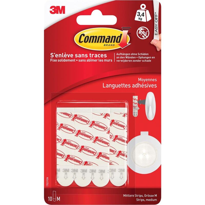 foto del prodotto 3m command strisce di ricambio per strisce di ricambio, taglia m, riceverete 1 confezione, contenuto della confezione 10 pezzi