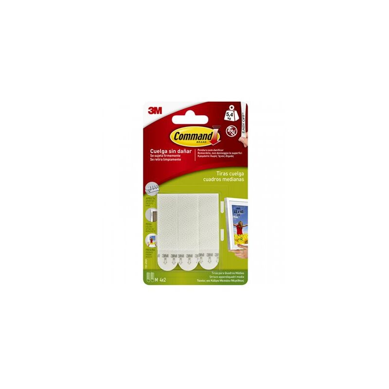foto del prodotto 3m confezione blister da 4 strisce per appendere quadri 5,4 kg 17201 command