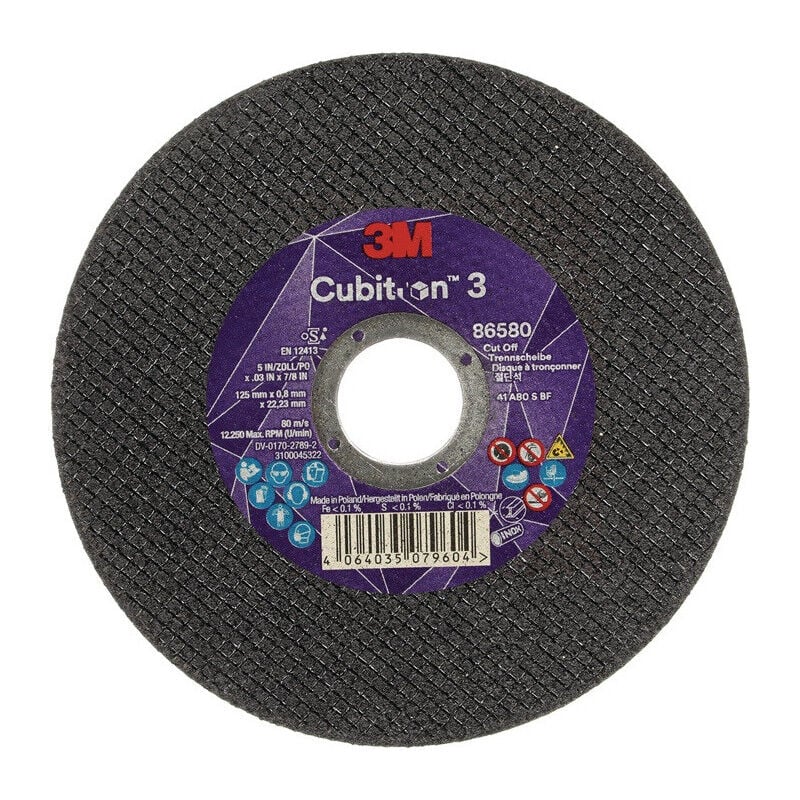 foto del prodotto 3m - disque à tron onner cubitron 3 d125x0,8mm ger. cubitron 3 al sage.22,2 m par 25