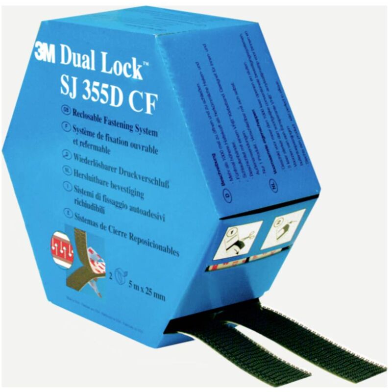 immagine 0 del prodotto 3m dual lock sj355dcf ref nastro a strappo da incollare a fungo l x l 5000 mm x 25 mm nero 1 paio a