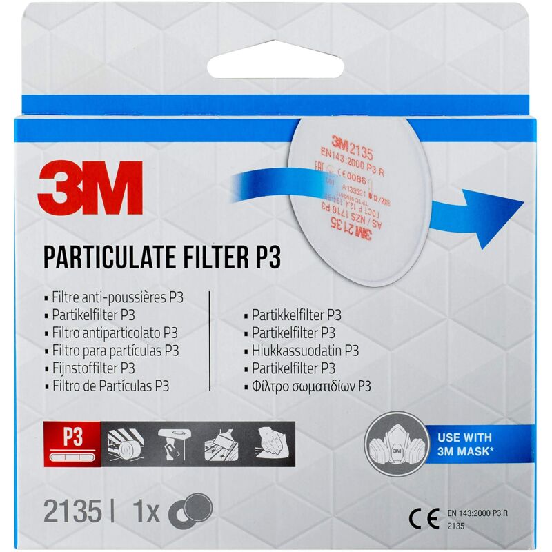 foto del prodotto 3m filtro antiparticolato p3 2135 per le serie 6000 e 6500, 1pr pk