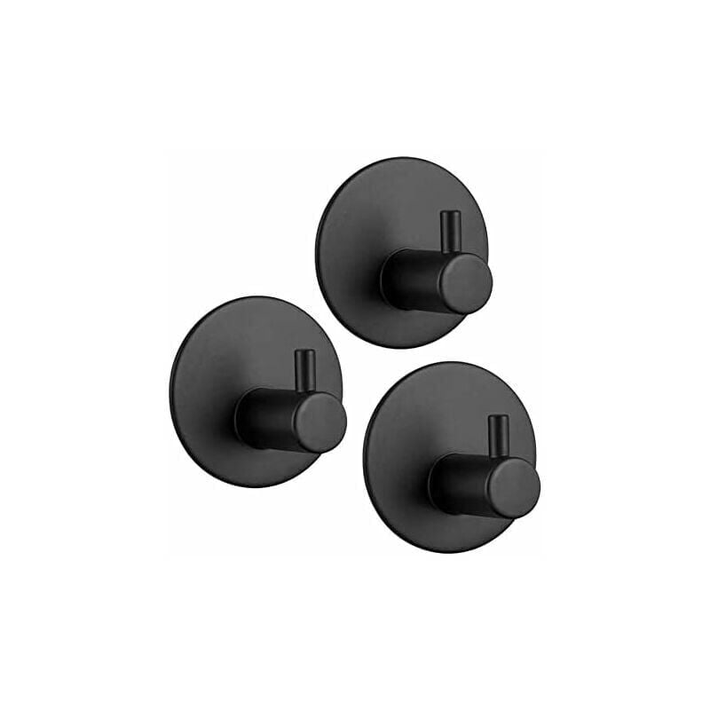 foto del prodotto 3m gancio per bagno gancio adesivo, gancio da parete per bagno in acciaio inossidabile, portasciugamani autoadesivo per cucina nero 3 pezzi 