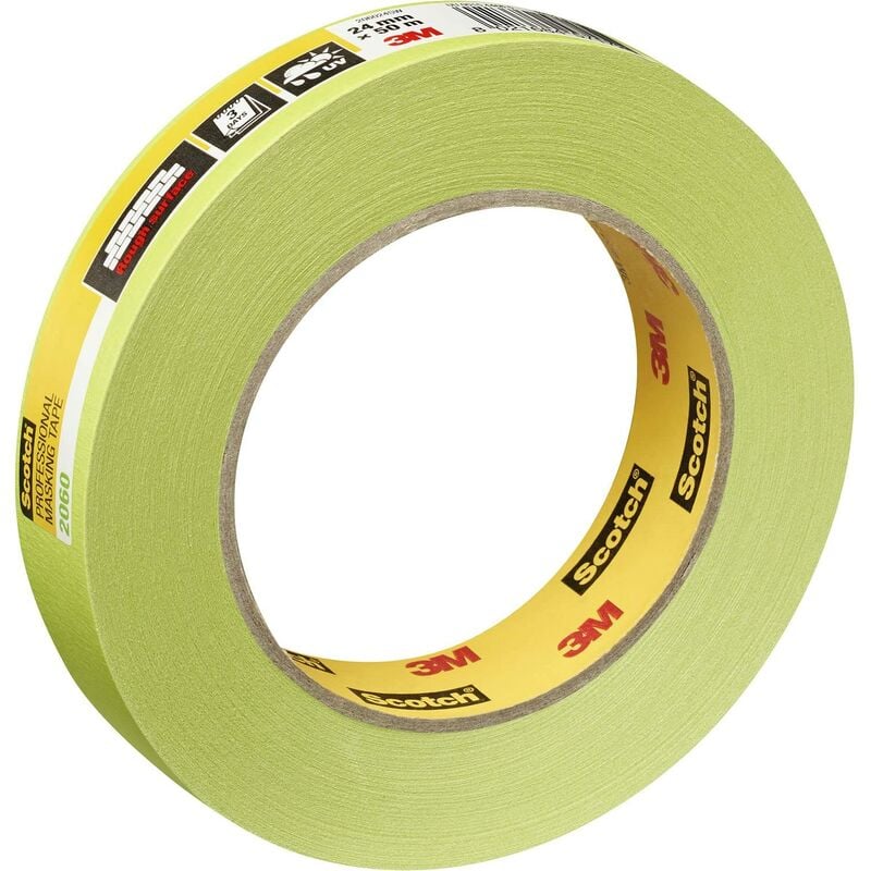 foto del prodotto 3m nastro da mascheratura professionale 2060 per superfici ruvide, verde 1 rotolo, 24 mm x 50 m adesivo per pittura e decorazioni, interni ed