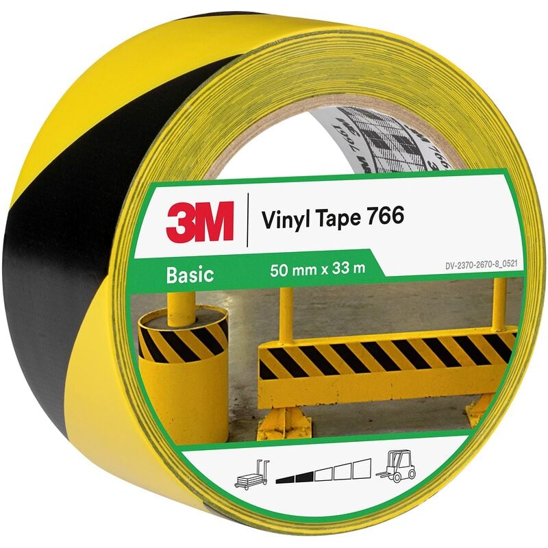 foto del prodotto 3m nastro di segnalazione 766, nero giallo, 50 mm x 33 m
