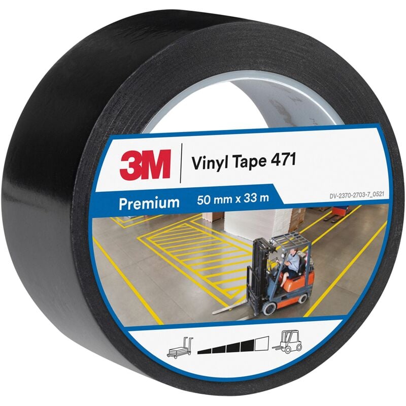 foto del prodotto 3m nastro in vinile 471 nero, 50 mm x 33 m.spessore 0,13 mm
