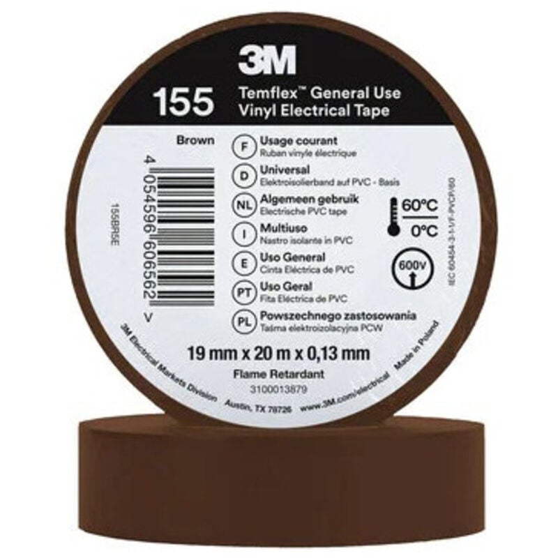 foto del prodotto 3m nastro isolante temflex 155 pvc 19mm x 20m 7100184744 nero