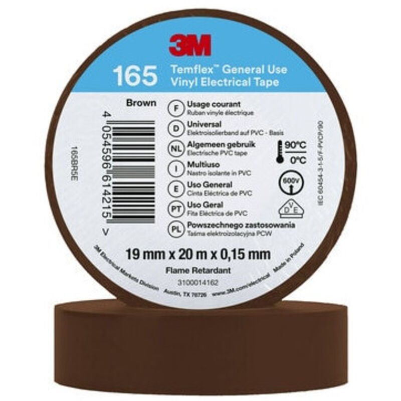 foto del prodotto 3m nastro isolante temflex 165 pvc 19mm x 20m 7100184800 marrone