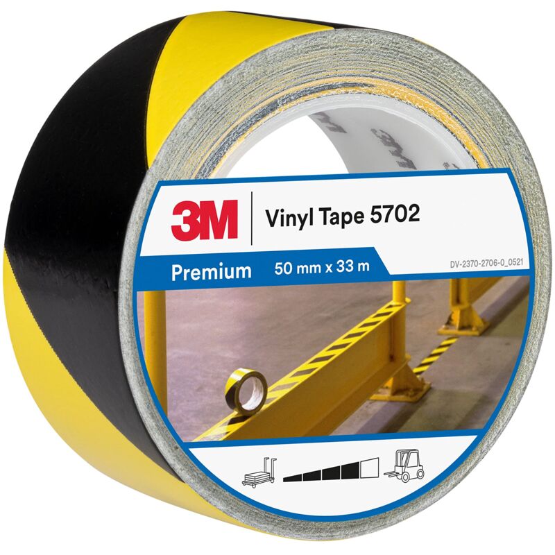foto del prodotto 3m nastro per strisce di sicurezza 5702 nero giallo, 50 mm x 33 m,spessore 0,14 mm
