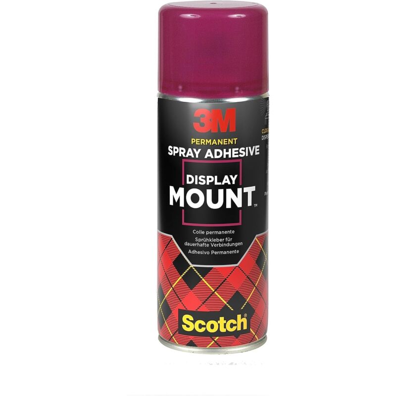 foto del prodotto 3m scotch displaymount adesivo spray multiuso permanente, 400 ml adesivo estremamente potente per montaggi e incollaggi permanent