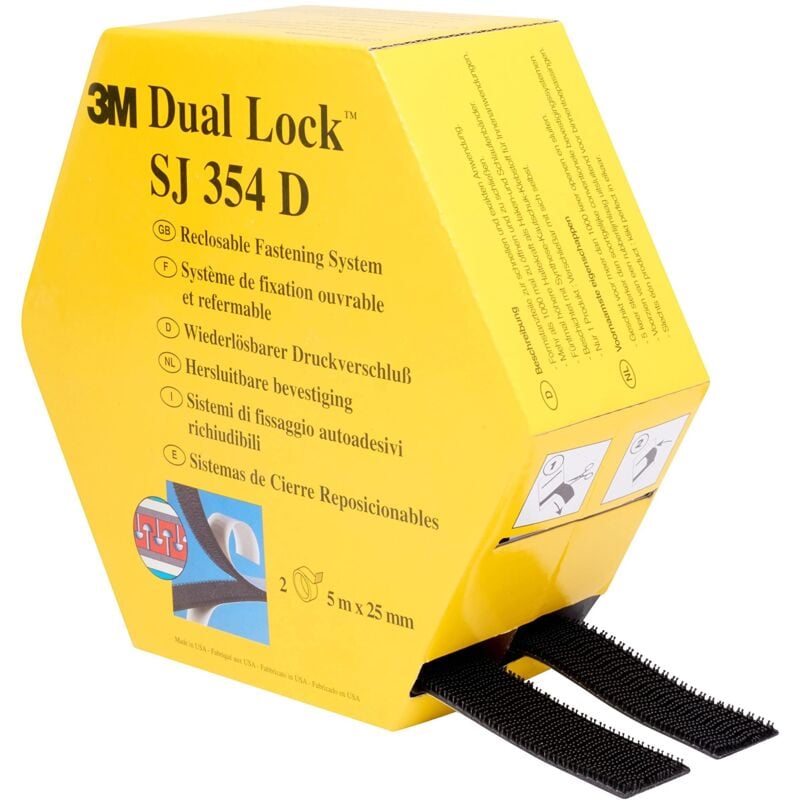 foto del prodotto 3m sistema di fissaggio richiudibile dual lock sj354d, ottima adesione su materie plastiche come polipropilene, polietilene, abs, pvc rigido,