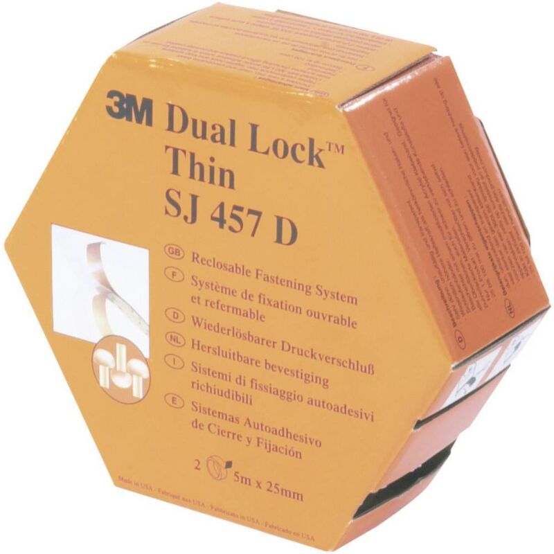 foto del prodotto 3m sj 457d dual lock nastro a strappo da incollare a fungo l x l 5000 mm x 25 mm translucido 5 m