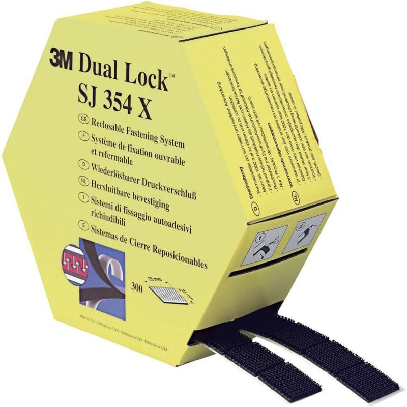 foto del prodotto 3m sj354x dual lock nastro a strappo da incollare a fungo l x l 7500 mm x 25 mm nero 1 paio a