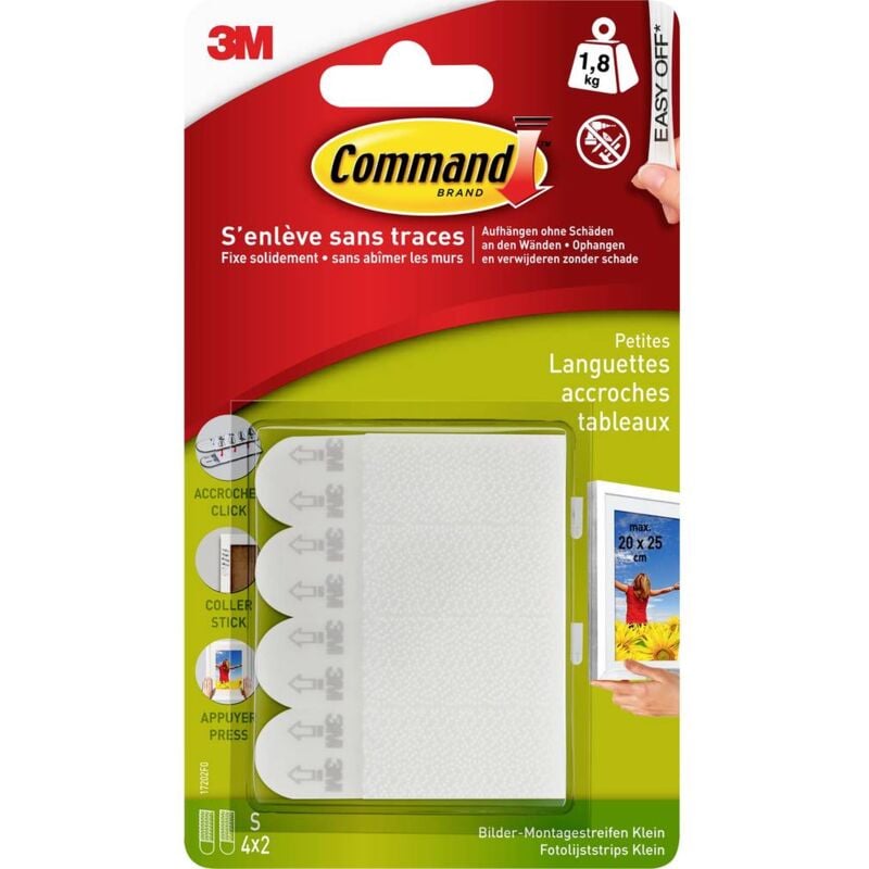 foto del prodotto 3m strisce di montaggio per immagini command bianco contenuto 4 paio a