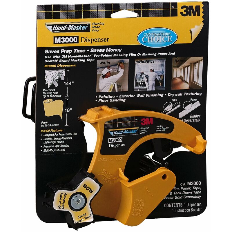 foto del prodotto 3m strumento hand masker m3000 per mascherare pellicola e carta, tutte le larghezze dei nastri, 1 dispenser senza lama