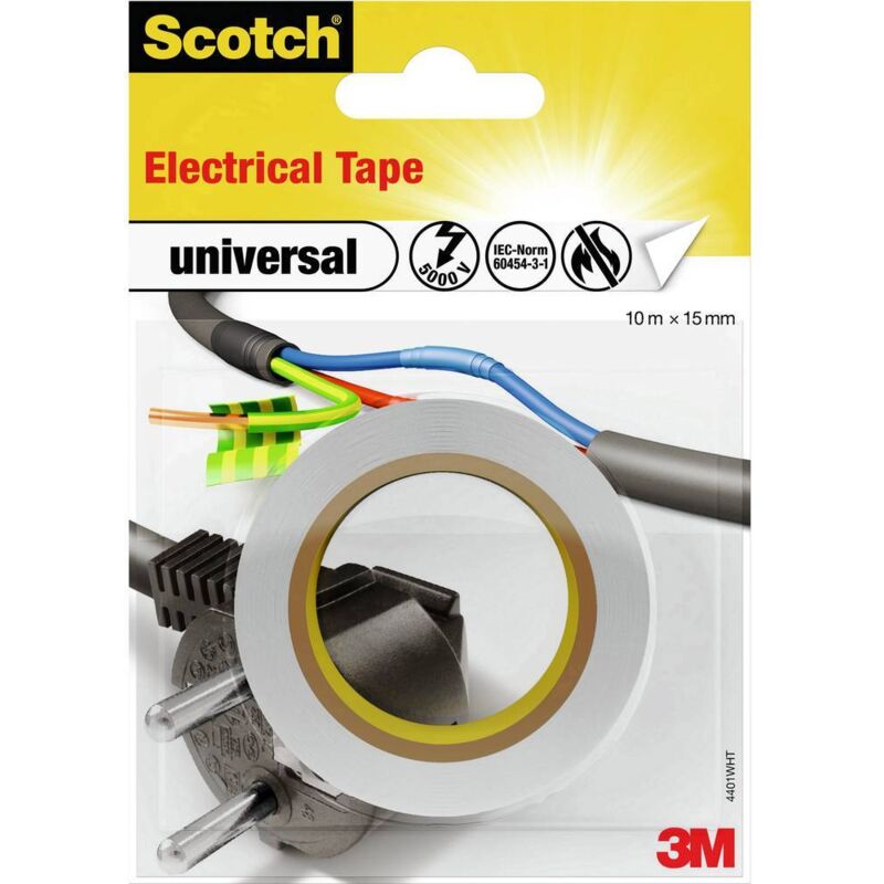 foto del prodotto 3m universal 4401wht nastro isolante scotch bianco l x l 10 m x 15 mm 1 pz.