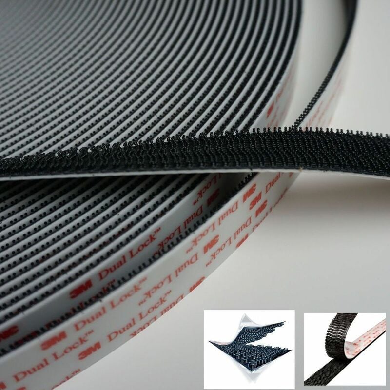 foto del prodotto 3m velcro adesivo nero dual lock sj3550 in vendita al metro larghezza 25mm x 10mt