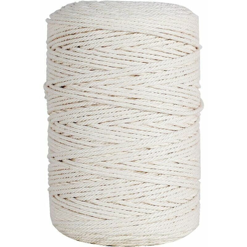 foto del prodotto 3mm x 200m 100 cotone filato macram corda macram per lavorare a maglia decorazioni murali fai da te porta piante confezioni regalo beige ulisem