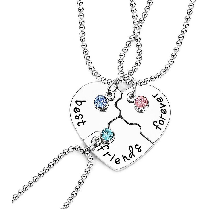 foto del prodotto 3pcs best friend gift love heart collana set best friend love heart women ciondolo in lega
