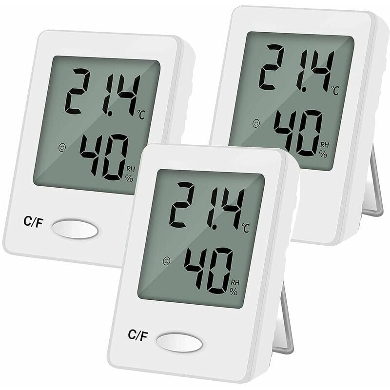foto del prodotto 3pcs lcd termometro igrometro, misuratore di umidit di temperatura digitale per interni alta precisione portatile bianco ternel