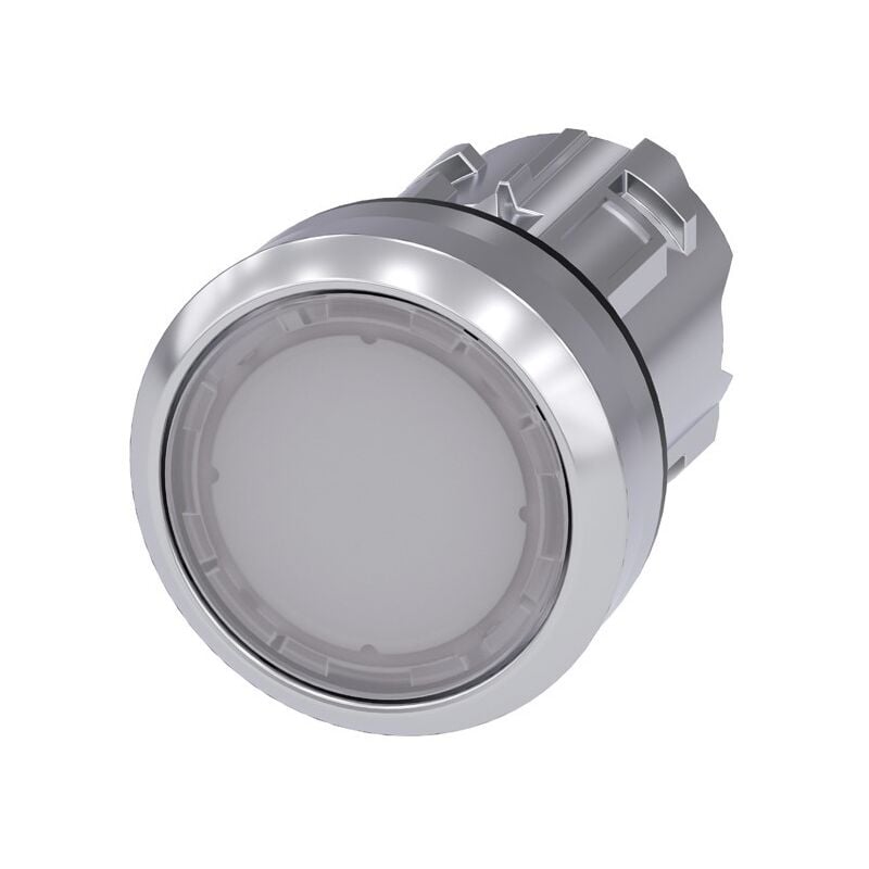 foto del prodotto 3su10510ab600aa0 3su1051 0ab60 0aa0 pulsante illuminato piatto, anello frontale in metallo, lucido bianco 1 pz. siemens