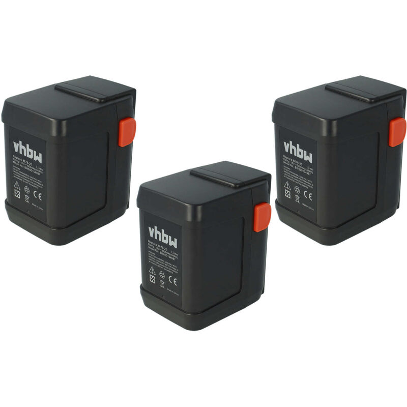 foto del prodotto 3x batteria sostituisce gardena 8835, 8839, 8839 20, 8835 20, 8835 u, 8835 00.701.00 per cesoie tagliasiepi 3000mah 18v li ion vhbw
