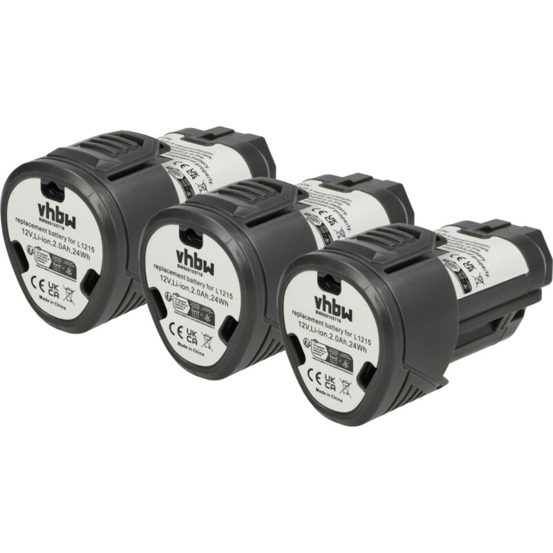 foto del prodotto 3x batteria sostituisce ridgid 130188001, 130446007, 130446011, 200901008 per attrezzi da lavoro 2000 mah, li ion, 12 v vhbw