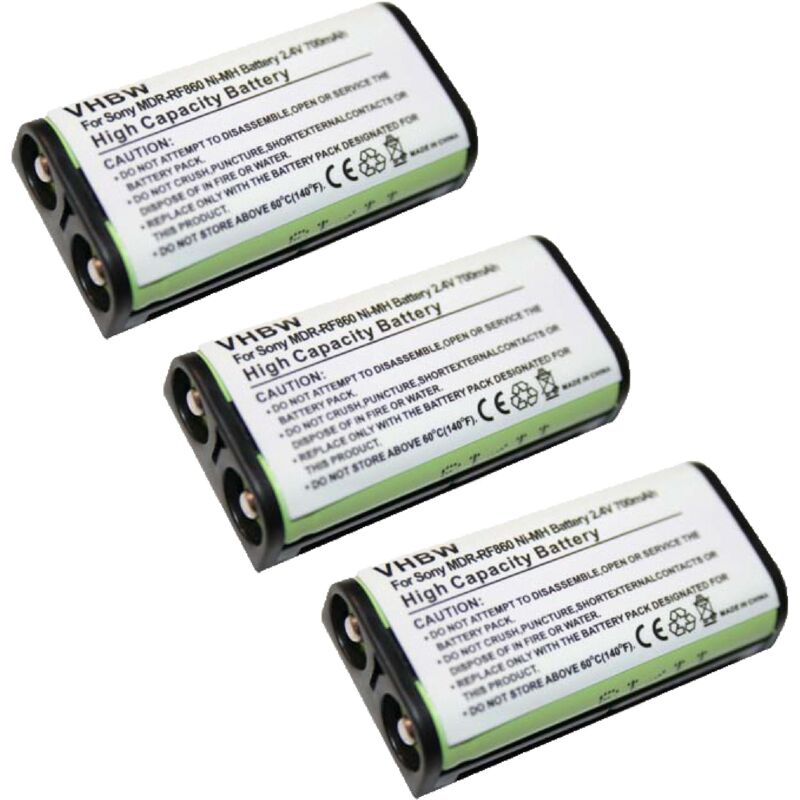 foto del prodotto 3x batteria sostituisce sony bp hp550 11 per auricolari cuffie wireless 700mah, 2,4v, nimh vhbw