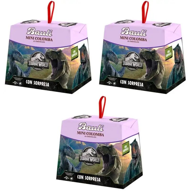 foto del prodotto 3x bauli mini colomba al cioccolato edizione jurassic world con sorpresa 3x100g