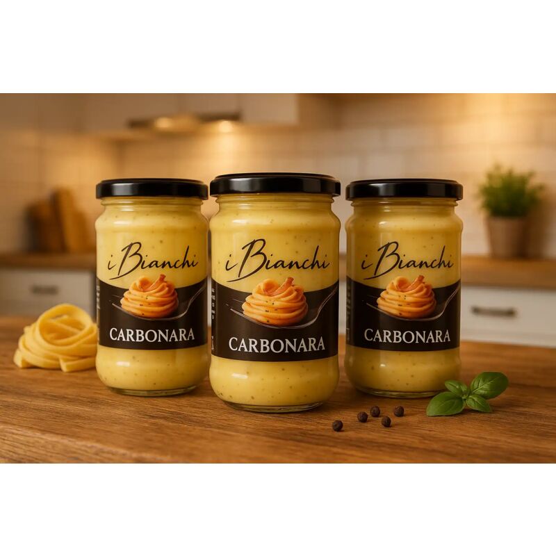 foto del prodotto 3x berni salsa carbonara 190g condimento pronto con uova, pancetta e formaggio