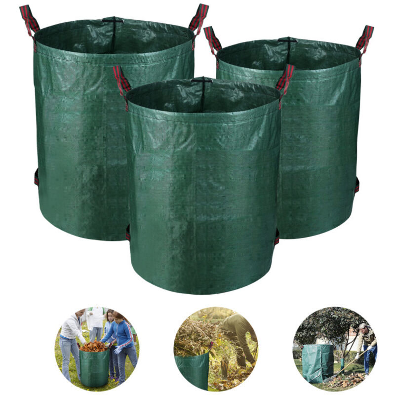 foto del prodotto 3x borsa da giardino borsa per foglie borsa per rifiuti da giardino xxl borsa da giardino borsa per prato con manici 272l swanew